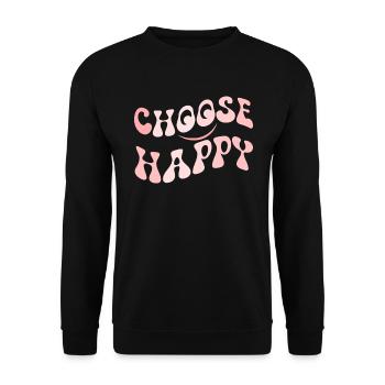 W�hlen Sie Happy Smile Face Motivate Inspire Happy - Unisex Pullover - Schwarz - Vorne - Alina (178cm) & Michal (187cm)