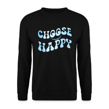 W�hlen Sie Happy Smile Face Motivate Inspire Happy - Unisex Pullover - Schwarz - Vorne - Alina (178cm) & Michal (187cm)
