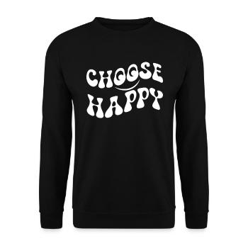 W�hlen Sie Happy Smile Face Motivate Inspire Happy - Unisex Pullover - Schwarz - Vorne - Alina (178cm) & Michal (187cm)