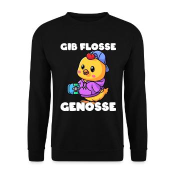 Skater Huhn Spruch Skateboard Geschenk - Unisex Pullover - Schwarz - Vorne - Alina (178cm) & Michal (187cm)