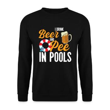 Ich trinke Bier und pinkle in Pools lustiges Schwi - Unisex Pullover - Schwarz - Vorne - Alina (178cm) & Michal (187cm)
