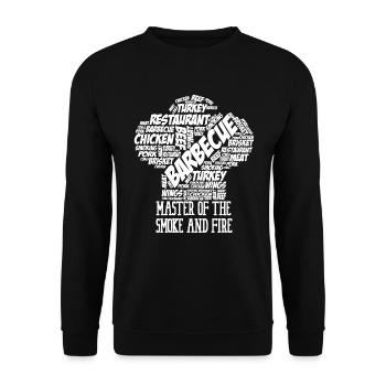 Meister des Rauch- und Feuergrills BBQ -M�nner - Unisex Pullover - Schwarz - Vorne - Alina (178cm) & Michal (187cm)