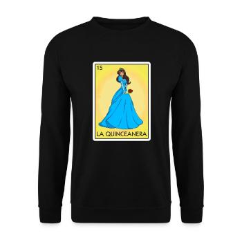 La Quinceanera Card Mexikanische Lotterie Quincean - Unisex Pullover - Schwarz - Vorne - Alina (178cm) & Michal (187cm)