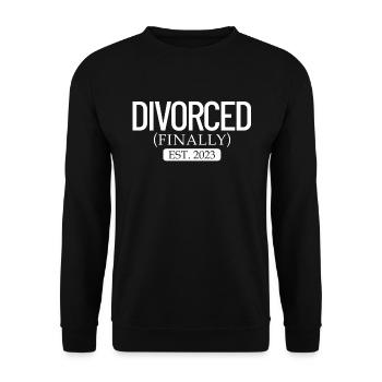 Geschiedener Est. 2023 Endlich geschieden geschied - Unisex Pullover - Schwarz - Vorne - Alina (178cm) & Michal (187cm)