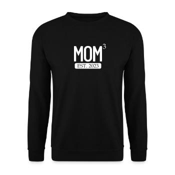 Mutter EST geschleudert. 2023 Mutter von 3 Muttert - Unisex Pullover - Schwarz - Vorne - Alina (178cm) & Michal (187cm)