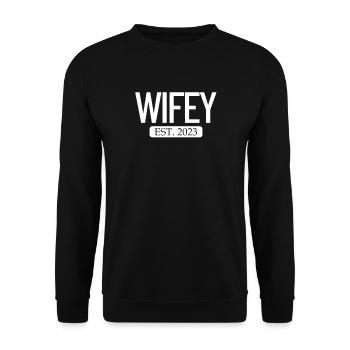 Wifey Est. 2023 passendes Paar frisch verheiratetv - Unisex Pullover - Schwarz - Vorne - Alina (178cm) & Michal (187cm)