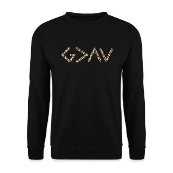 Gott ist gr��er als die H�hen und Tiefen - Unisex Pullover - Schwarz - Vorne - Alina (178cm) & Michal (187cm)