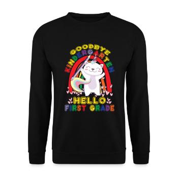 Auf Wiedersehen Kindergarten Hallo M�dchen in der - Unisex Pullover - Schwarz - Vorne - Alina (178cm) & Michal (187cm)