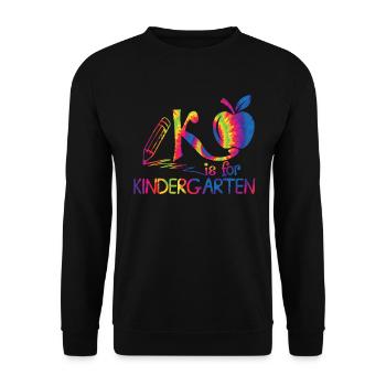K ist f�r Kinderg�rtner Tye Dye zur�ck zur Schule - Unisex Pullover - Schwarz - Vorne - Alina (178cm) & Michal (187cm)