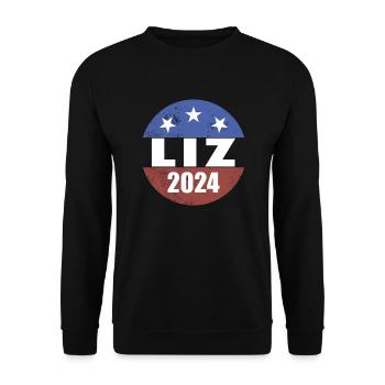 Liz 2024 Wahlknopf aus dem Wahlpr�sidenten Cheney - Unisex Pullover - Schwarz - Vorne - Alina (178cm) & Michal (187cm)