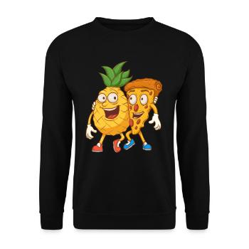 Ananas Pizza Beste Freunde Hawaiian Pizza - Unisex Pullover - Schwarz - Vorne - Alina (178cm) & Michal (187cm)
