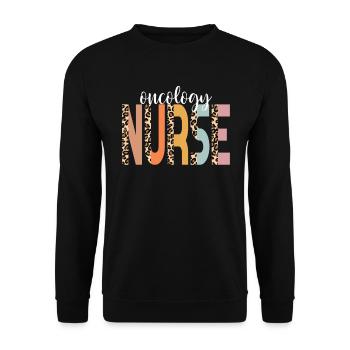 Krankenschwester Onkologie Krankenschwester Cheeta - Unisex Pullover - Schwarz - Vorne - Alina (178cm) & Michal (187cm)