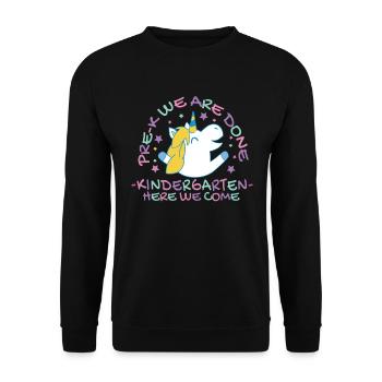 Pre-K Wir sind der Kindergarten hier, wir kommenvo - Unisex Pullover - Schwarz - Vorne - Alina (178cm) & Michal (187cm)