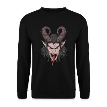 Gruseliger Krampus L�cheln scary Weihnachten b�se - Unisex Pullover - Schwarz - Vorne - Alina (178cm) & Michal (187cm)