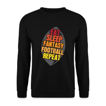 Essen Sie Schlaf Fantasy Football Wiederholen Sie - Unisex Pullover - Schwarz - Vorne - Alina (178cm) & Michal (187cm)