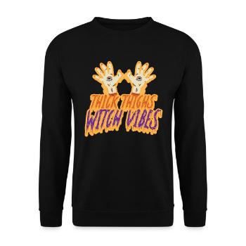 Dicke Oberschenkel Hexenvibes Frauen okkulte HexeH - Unisex Pullover - Schwarz - Vorne - Alina (178cm) & Michal (187cm)