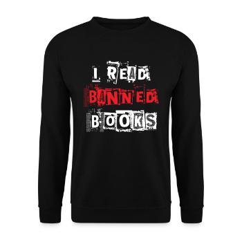 Ich las verbotene B�cher Leser verbotene B�cher - Unisex Pullover - Schwarz - Vorne - Alina (178cm) & Michal (187cm)