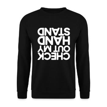 Schauen Sie sich mein Handstand lustiger Cheerlead - Unisex Pullover - Schwarz - Vorne - Alina (178cm) & Michal (187cm)