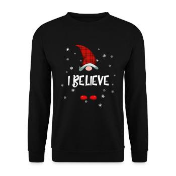 Ich glaube Gnome Family Christmas Pyjama Gnomeich - Unisex Pullover - Schwarz - Vorne - Alina (178cm) & Michal (187cm)