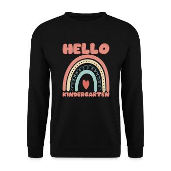 Hallo Kindergarten Bohemian Regenbogenstudent - Unisex Pullover - Schwarz - Vorne - Alina (178cm) & Michal (187cm)