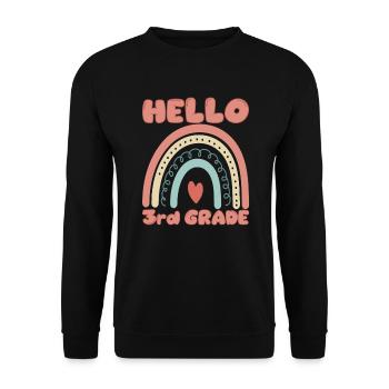 Hallo 3. Klasse zur�ck in die Schule Neue dritte K - Unisex Pullover - Schwarz - Vorne - Alina (178cm) & Michal (187cm)