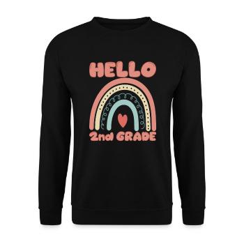 Hallo 2. Klasse zur�ck in die Schule Neue zweite K - Unisex Pullover - Schwarz - Vorne - Alina (178cm) & Michal (187cm)