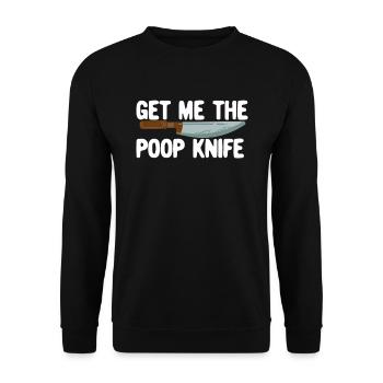 Hol mir das Poop -Messer -Knebel -Geschenk lustige - Unisex Pullover - Schwarz - Vorne - Alina (178cm) & Michal (187cm)