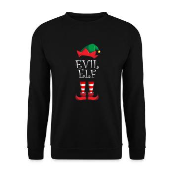 Evil Elf Matching Family Christmas Party Pyjamab�s - Unisex Pullover - Schwarz - Vorne - Alina (178cm) & Michal (187cm)
