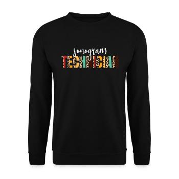 Sonogrammtechniker Cheetah Print Sonographie - Unisex Pullover - Schwarz - Vorne - Alina (178cm) & Michal (187cm)