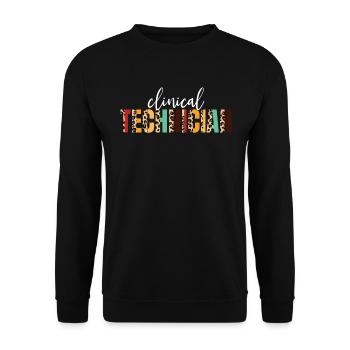 Clinical Technician Cheetah Print Technologe - Unisex Pullover - Schwarz - Vorne - Alina (178cm) & Michal (187cm)