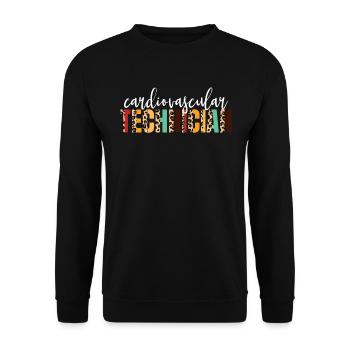 Herz -Kreislauf -Techniker Cheetah Print Cardio - Unisex Pullover - Schwarz - Vorne - Alina (178cm) & Michal (187cm)