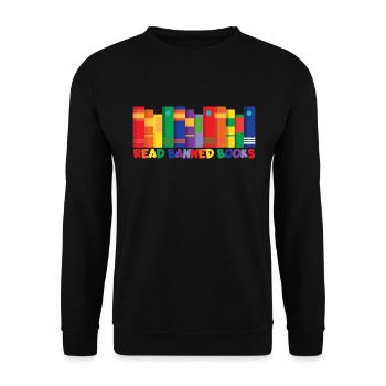 Lesen Sie verbotene B�cher B�cherwurmleser verbote - Unisex Pullover - Schwarz - Vorne - Alina (178cm) & Michal (187cm)