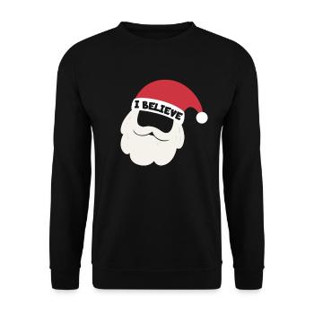Ich glaubeSanta Shirtich glaube Santa Santa Santa - Unisex Pullover - Schwarz - Vorne - Alina (178cm) & Michal (187cm)