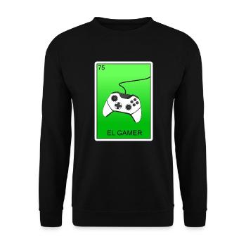 El Gamer Video Gaming Card Mexikanische Lotterieka - Unisex Pullover - Schwarz - Vorne - Alina (178cm) & Michal (187cm)