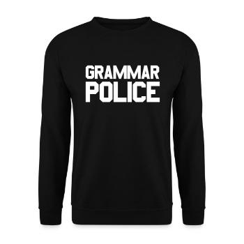 Grammatikpolizeikost�m Halloween Grammatikpolizei - Unisex Pullover - Schwarz - Vorne - Alina (178cm) & Michal (187cm)
