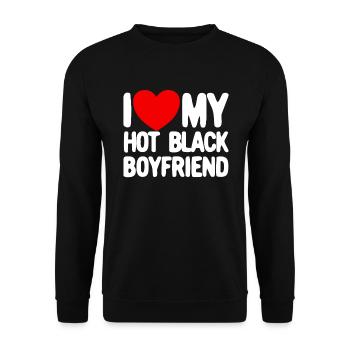 Ich liebe meinen hei�en schwarzen Freund rotes Her - Unisex Pullover - Schwarz - Vorne - Alina (178cm) & Michal (187cm)