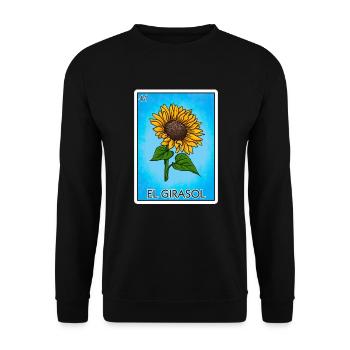 El Girasol Sonnenblumenkarte Mexikanische Lotterie - Unisex Pullover - Schwarz - Vorne - Alina (178cm) & Michal (187cm)
