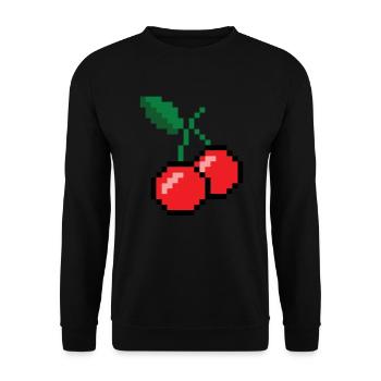8 -Bit -Kirschen -Vintage Video Game Player Pixel - Unisex Pullover - Schwarz - Vorne - Alina (178cm) & Michal (187cm)