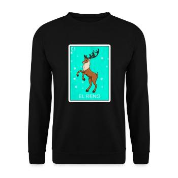 El Reno Reindeer Card Mexikanische Lotterie Weihna - Unisex Pullover - Schwarz - Vorne - Alina (178cm) & Michal (187cm)