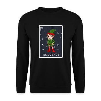 El Duende die Elf Card Mexican Lottery Weihnachten - Unisex Pullover - Schwarz - Vorne - Alina (178cm) & Michal (187cm)