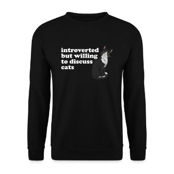 Introvertiert, aber bereit, Katzen antisozial zu d - Unisex Pullover - Schwarz - Vorne - Alina (178cm) & Michal (187cm)