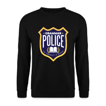 Grammatikpolizeikost�m Halloween Grammatikpolizei - Unisex Pullover - Schwarz - Vorne - Alina (178cm) & Michal (187cm)