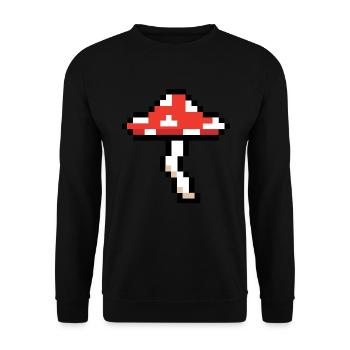 8 -Bit -Pilz -Videospiel Player Pixel Pilz - Unisex Pullover - Schwarz - Vorne - Alina (178cm) & Michal (187cm)