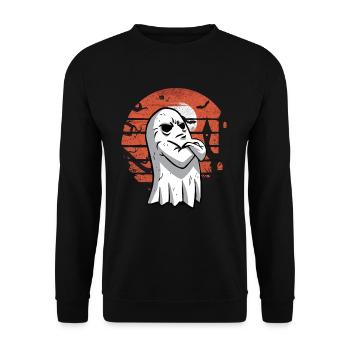 Ghost Halloween Sunset Ghost Halloween Boo Blatt - Unisex Pullover - Schwarz - Vorne - Alina (178cm) & Michal (187cm)