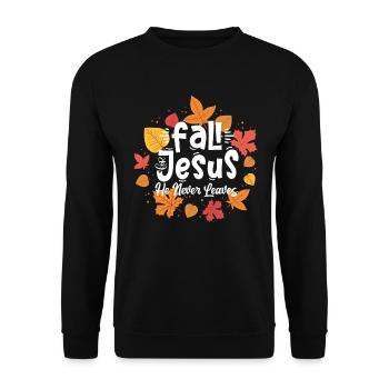 Fallen auf Jesus, er verl�sst niemals Herbststurzb - Unisex Pullover - Schwarz - Vorne - Alina (178cm) & Michal (187cm)