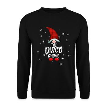 Disco Gnome Family Christmas Pyjama Disco Gnome - Unisex Pullover - Schwarz - Vorne - Alina (178cm) & Michal (187cm)
