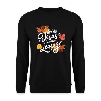 Fallen auf Jesus, er verl�sst niemals Herbststurzb - Unisex Pullover - Schwarz - Vorne - Alina (178cm) & Michal (187cm)