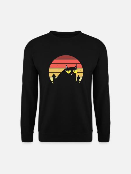 Katze flippt Retro Sunset Katze ab - Unisex Pullover - Schwarz
