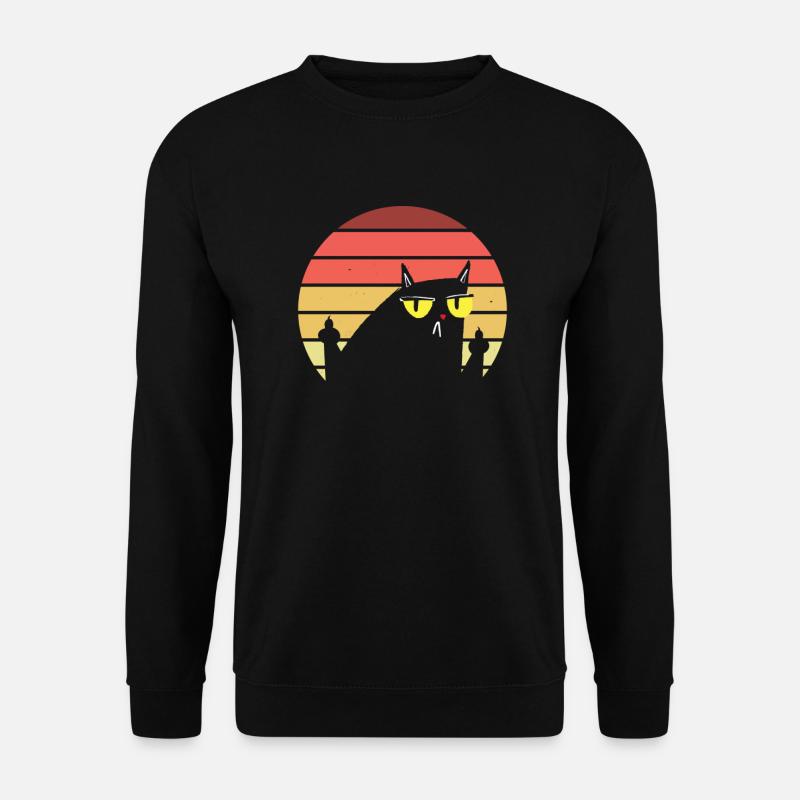 Katze flippt Retro Sunset Katze ab - Unisex Pullover - Schwarz