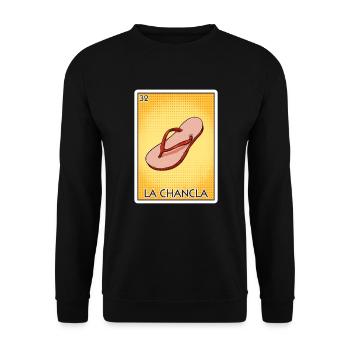 La Chancla Flip Flop Card Mexikanische Lotteriekar - Unisex Pullover - Schwarz - Vorne - Alina (178cm) & Michal (187cm)